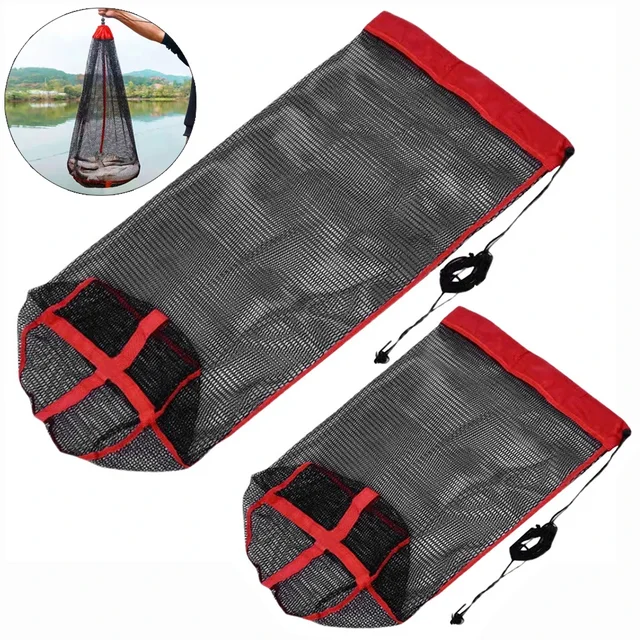 Drawstring Fishing Net Nylon Fish Guard Basket Foldable Nylon Mesh Fishing Net Tool Small Fish Crayfish Shrimp Crab Accessories