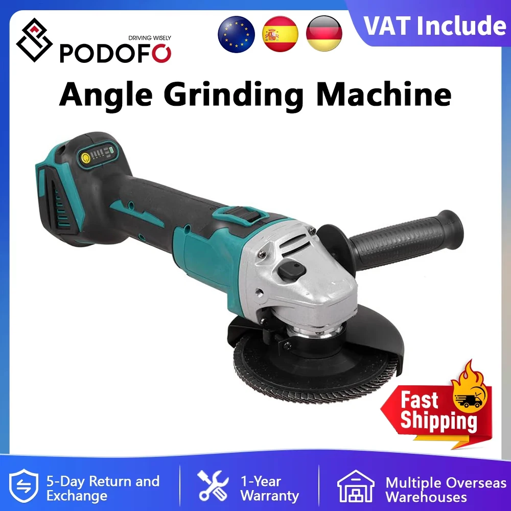 Podofo 125mm M14 meuleuse d'angle sans brosse Machine de découpe électrique portable maison polissage outils électriques pour Makita 18V batterie 1 Podofo 125mm M14 meuleuse d'angle sans brosse Machine de découpe électrique portable maison polissage outils électriques pour Makita 18V batterie 1