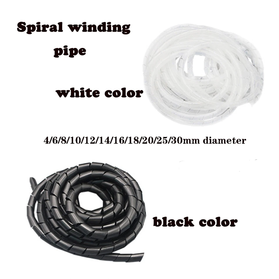 Avvolgicavo A Spirale QUARKZMAN 3 Metri, Gestione Cavi In PP, Diametro 40mm, Con Nastro Adesivo Incluso, Nero