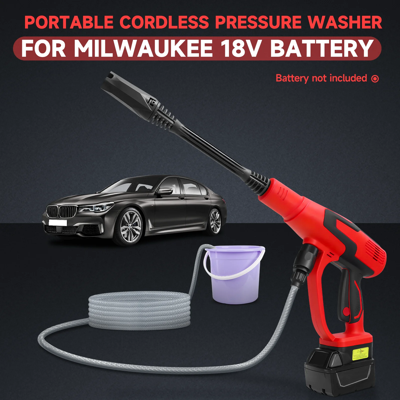 Cordless Pressure Washer 380W Brushless High-Pressure Car Washer Gun 653PSI 3-Sp