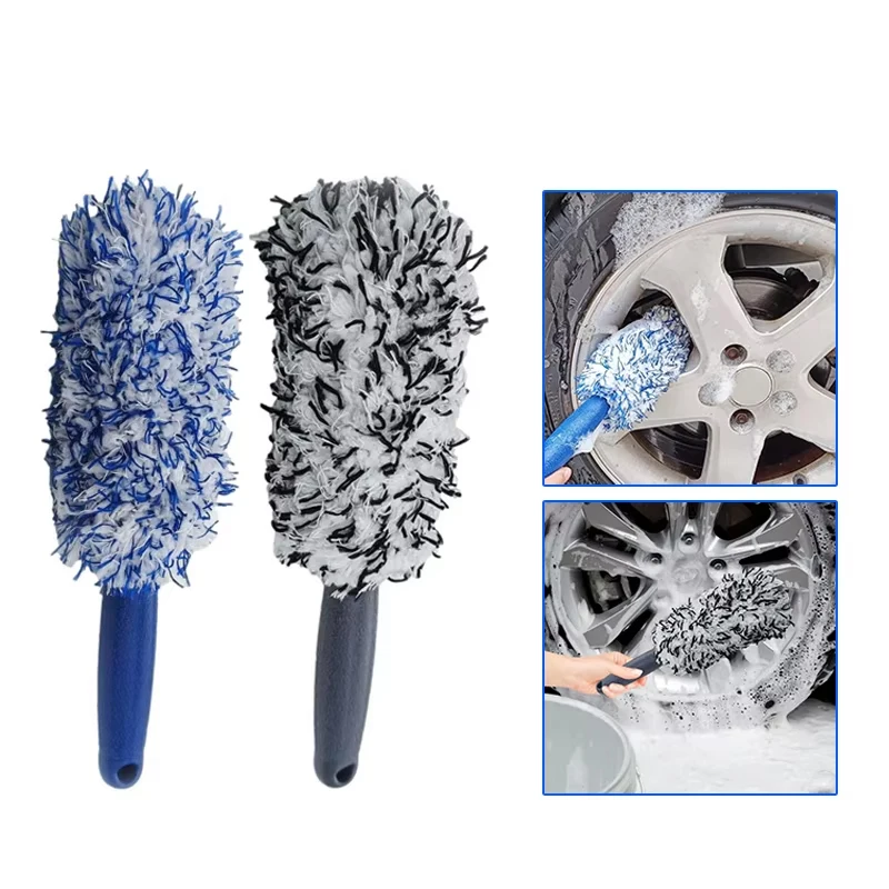 Car Wheel Tire Rim Cleaning Brush Portable Plush Hub Brush for Washing Detailing Care Dust Removal