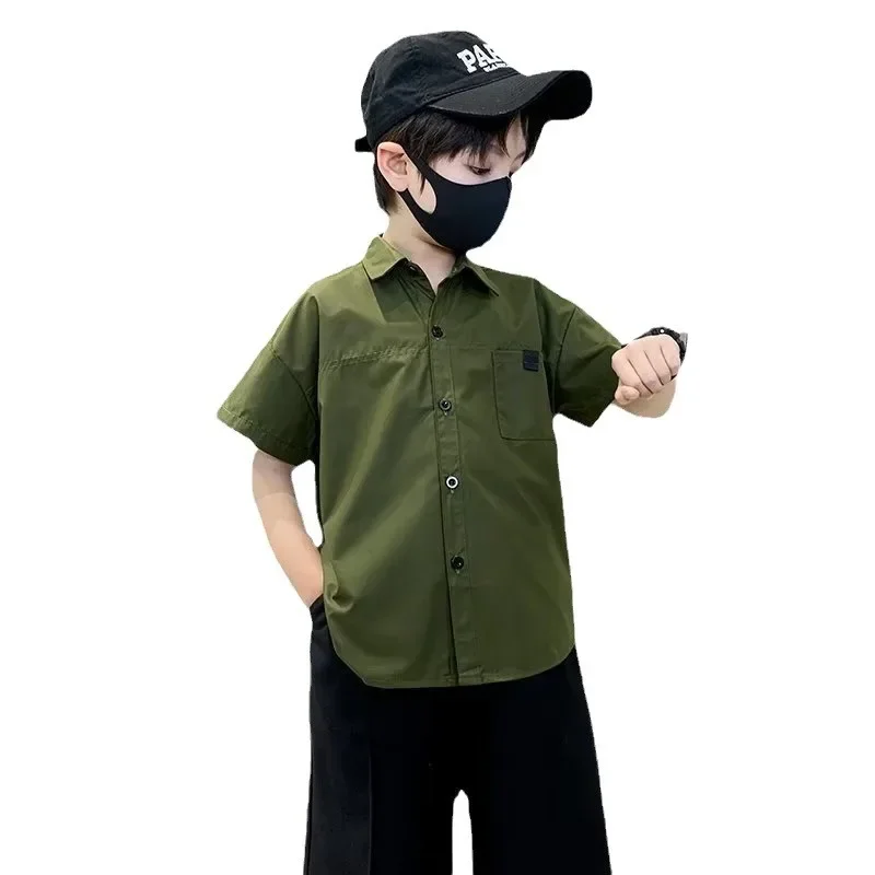 Children's Long Sleeve Shirt For Spring And Autumn Japanese Style Loose Fit Sensible Design Trendy Top For Boys