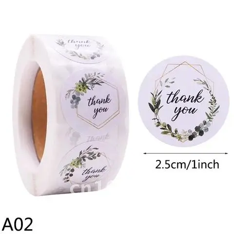 

500Pcs/roll 2.5cm Round Thank You Sticker Paper Seal Labels Wedding Birthday Party Favors Store Gift Stickers Label Decoration5