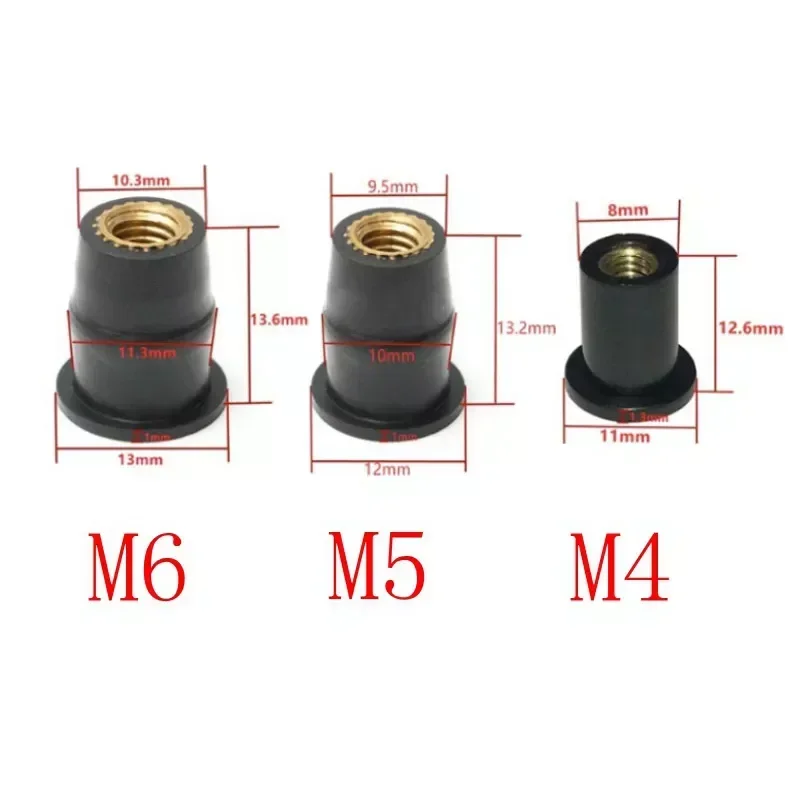 Motorcycle M4 M5 M6 Metric Rubber Well Nuts Windscreen Fairing Cowl Anodized Aluminum Moto Screws Bolts Accessories