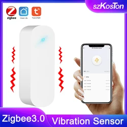 Tuya Zigbee Smart Vibration Sensor Door Window Break Burglar Detection Alarm Smart Home Security Protection Work with Gateway