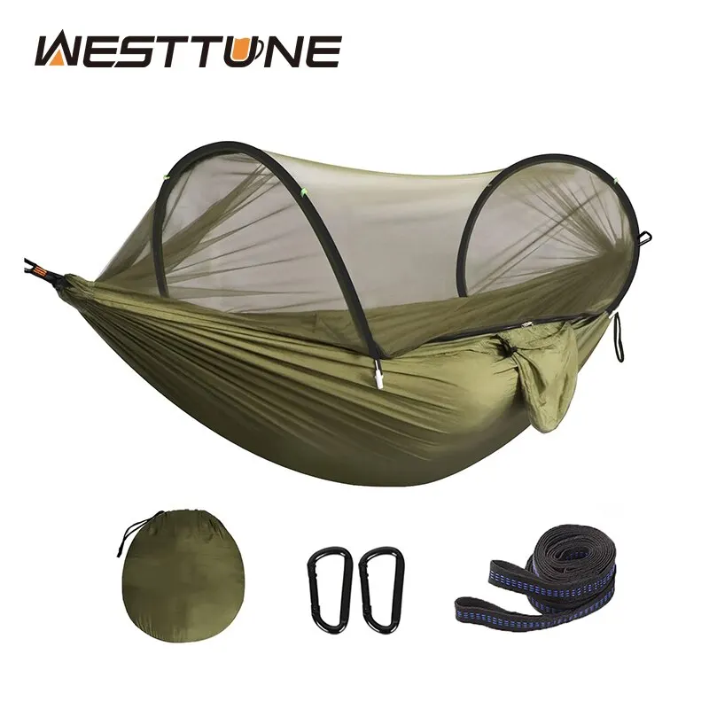 3 in 1 Camping Hammock with Mosquito Mesh Automatic Quick Opening Nylon Hammock Anti-Mosquito for Outdoor camping hammock