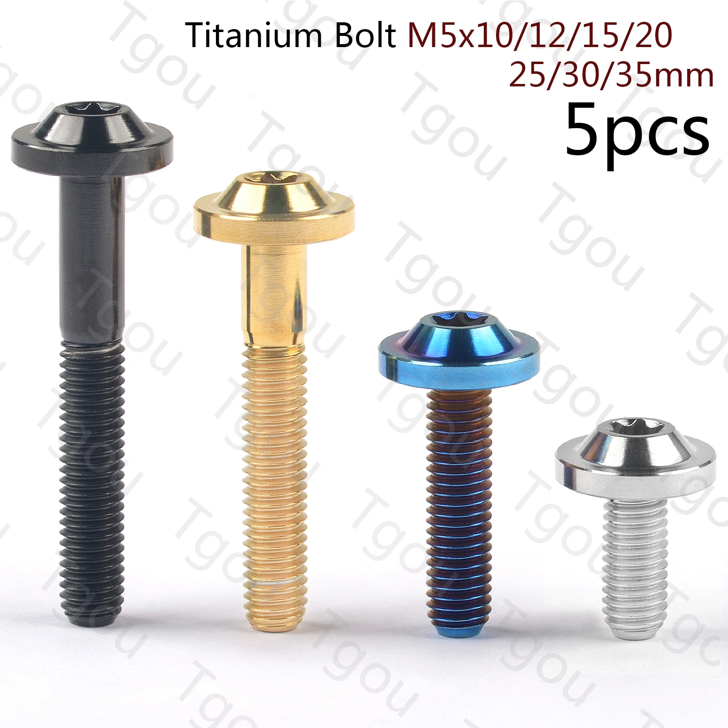 

Tgou Titanium Bolt M5x10 12 15 20 25 30 35mm Torx T25 Plum Head Screws for Bike Motorcycle 5pcs