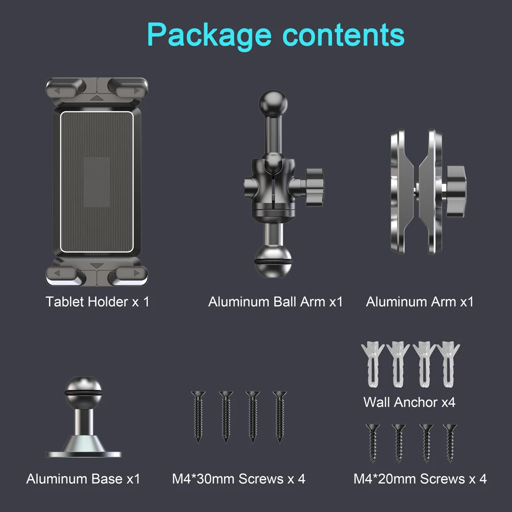 Heavy Duty Tablet Holder Anti-Slip Aluminum Drill Base Phone Rack 360 Degree Rotable Car Dashboard Phone Mount for Home Office