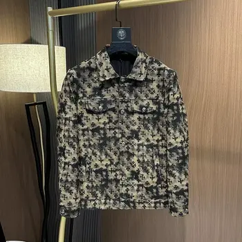 Giacca da uomo primavera autunno alla moda Cappotto con stampa risvolto Casual Slim Moda elegante 1