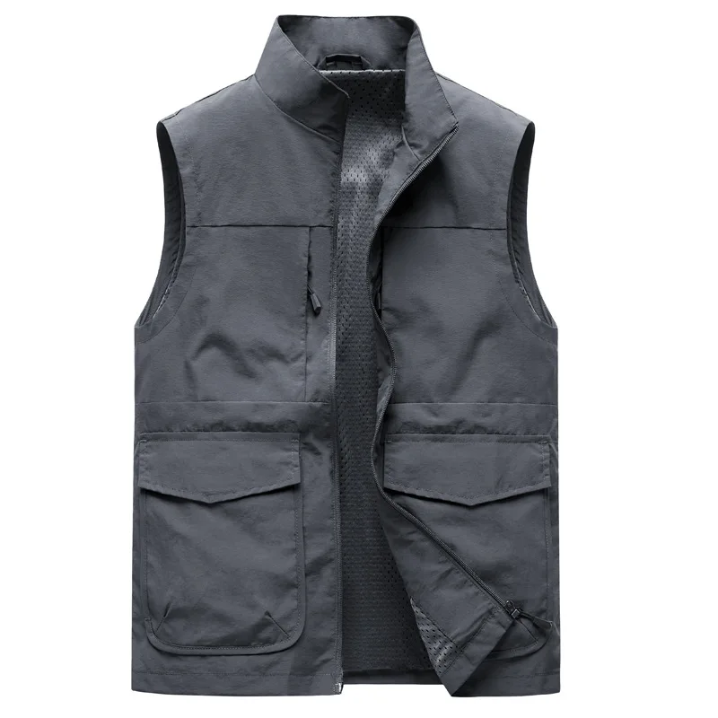 Hiking Vest Fishing Clothing Motorcyclist Sleeveless Jacket Windbreaker Men's Running Jackets Multi-pocket Waterproof Work Vests