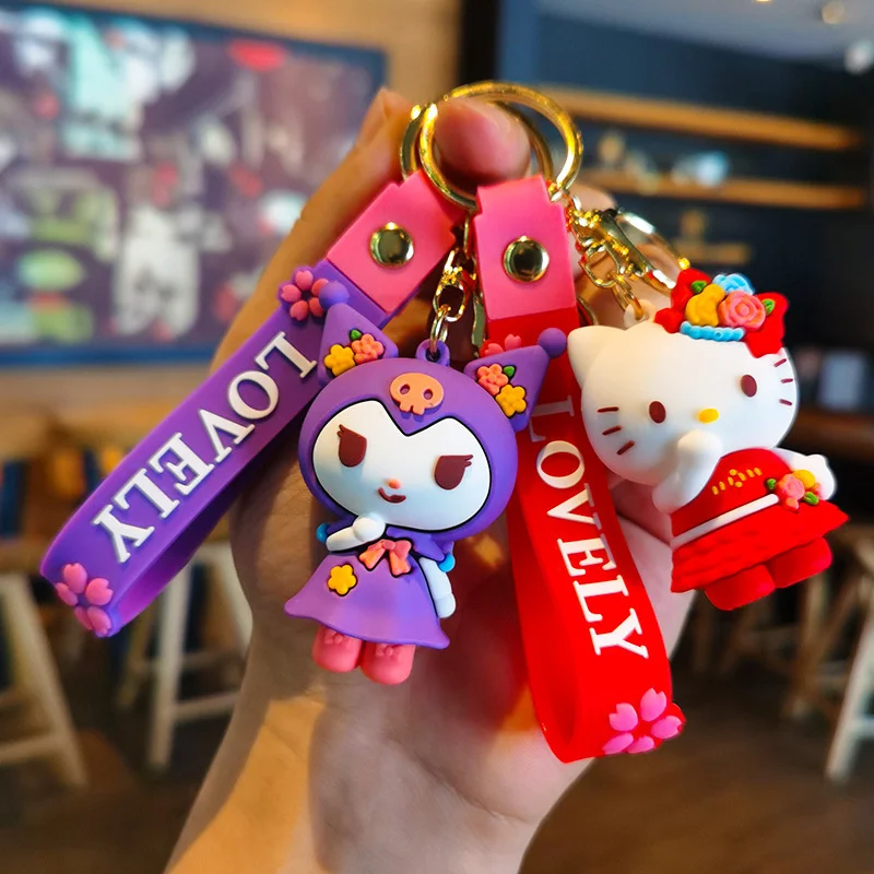 

Sanrio Keychain Anime Cinnamoroll My Melody Doll Keyring Kawaii Hello Kitty Kuromi Pendant Children Toys Keychains Girls Gifts