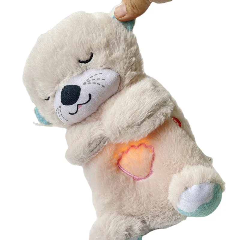 호흡 곰 진정 수달 봉제 인형 장난감, 아이 진정 음악 수면 동반 소리와 빛 인형 장난감 선물
