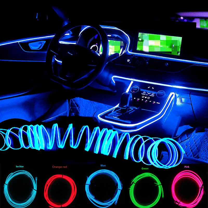 1m/3m/5m Neon LED Car Interior Lighting Strips Auto LED Strip Garland EL Wire Rope Car Decoration lamp Flexible Tube Atmosphere led atmosphere lighting