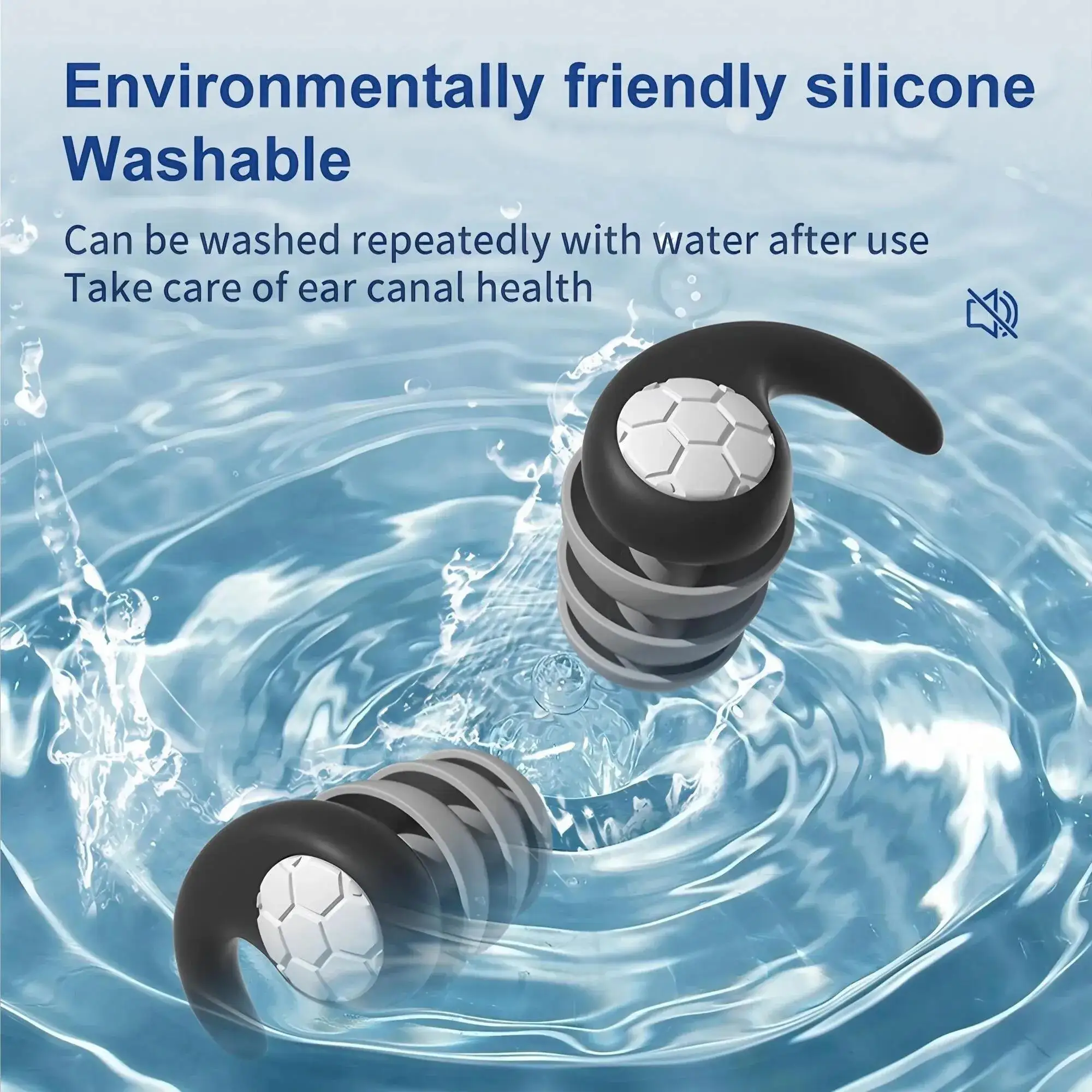 Waterproof Silicone Ear Plugs for Sleeping and Swimming
