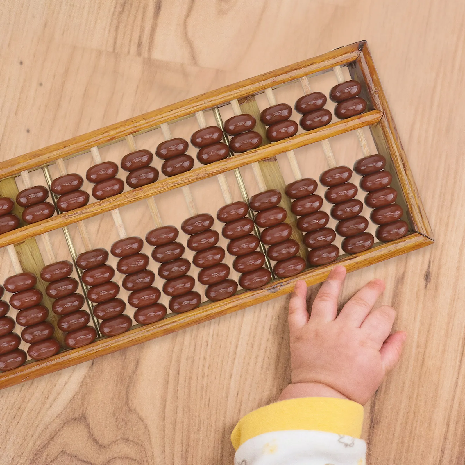 1Pcs 수학 학습 주판 13 막대 어린이를위한 소형 휴대용 단단한 나무 주판 학생 회계사 숫자 능력 훈련 두뇌