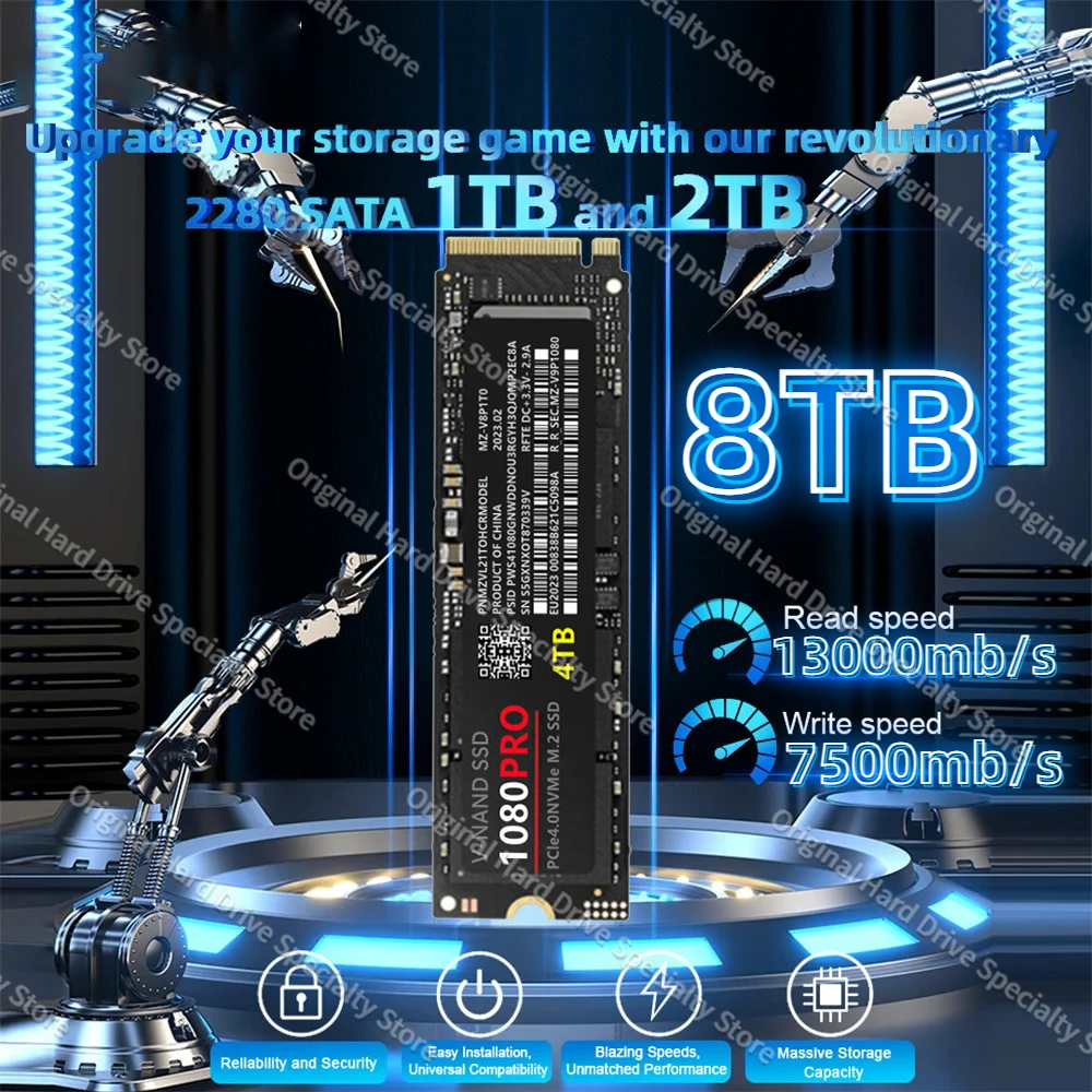 

1080Pro M.2 NVMe SSD 4TB 7500MB/s PCIe4.0x4 hard disk 512GB 1TB 2TB 3D NAND Internal Solid State Drive for Ps5 Laptop PC Desktop