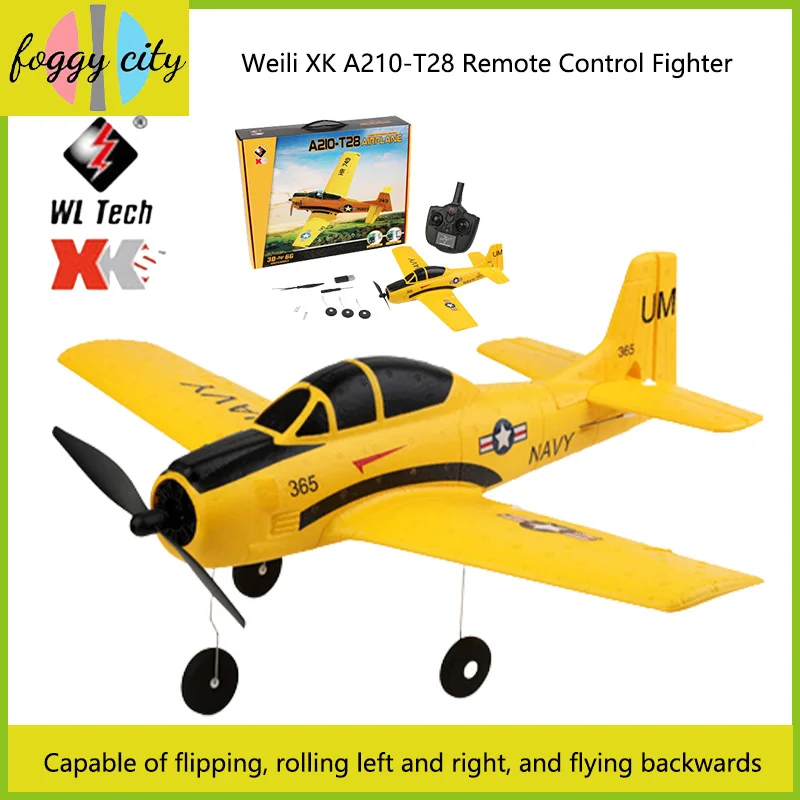 

Weili Xk A210-t28 Four Channel Camera Six Axis Gyroscope Flight Self Stable Remote Control Fighter Model Toy Fixed Wing Glider