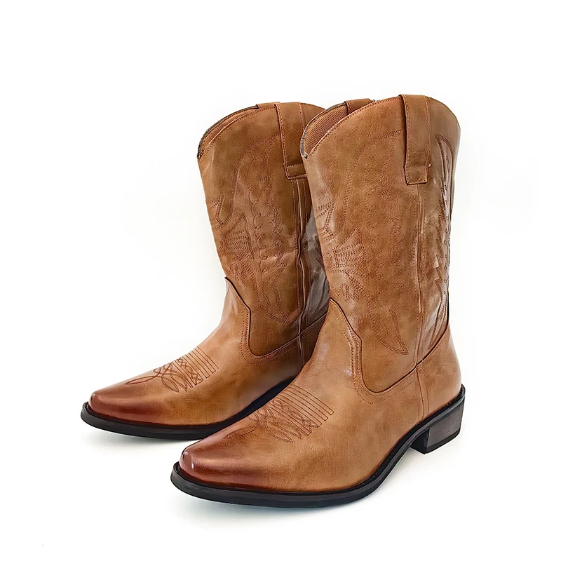 English Style Men's Chelsea Boots Pointed Tips Trendy Brown Work Boots High-end Banquet Dress Boots for Men‘s Free Delivery
