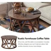 Rustic Farmhouse Coffee Table, Round Coffee Table with X-Motifs Legs, Wood Textured Top, for Boho, French Country Decor, Brown 3