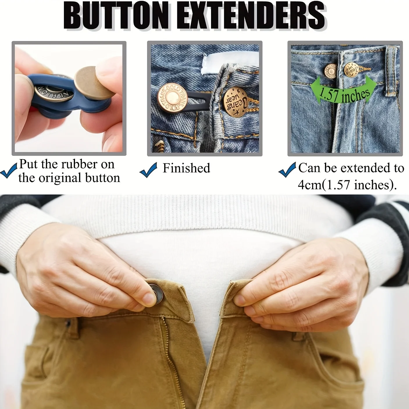 10 Pcs Pantalon Bouton Extension Pantalon Ceinture Extension