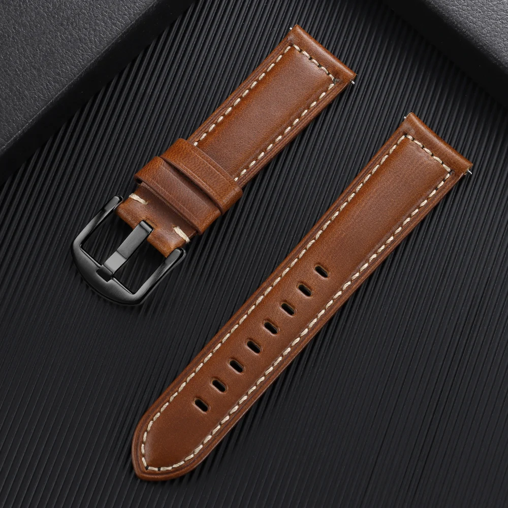 Vintage Leather Oil Wax Discoloration Watchband - Universal Replacement Sport Strap