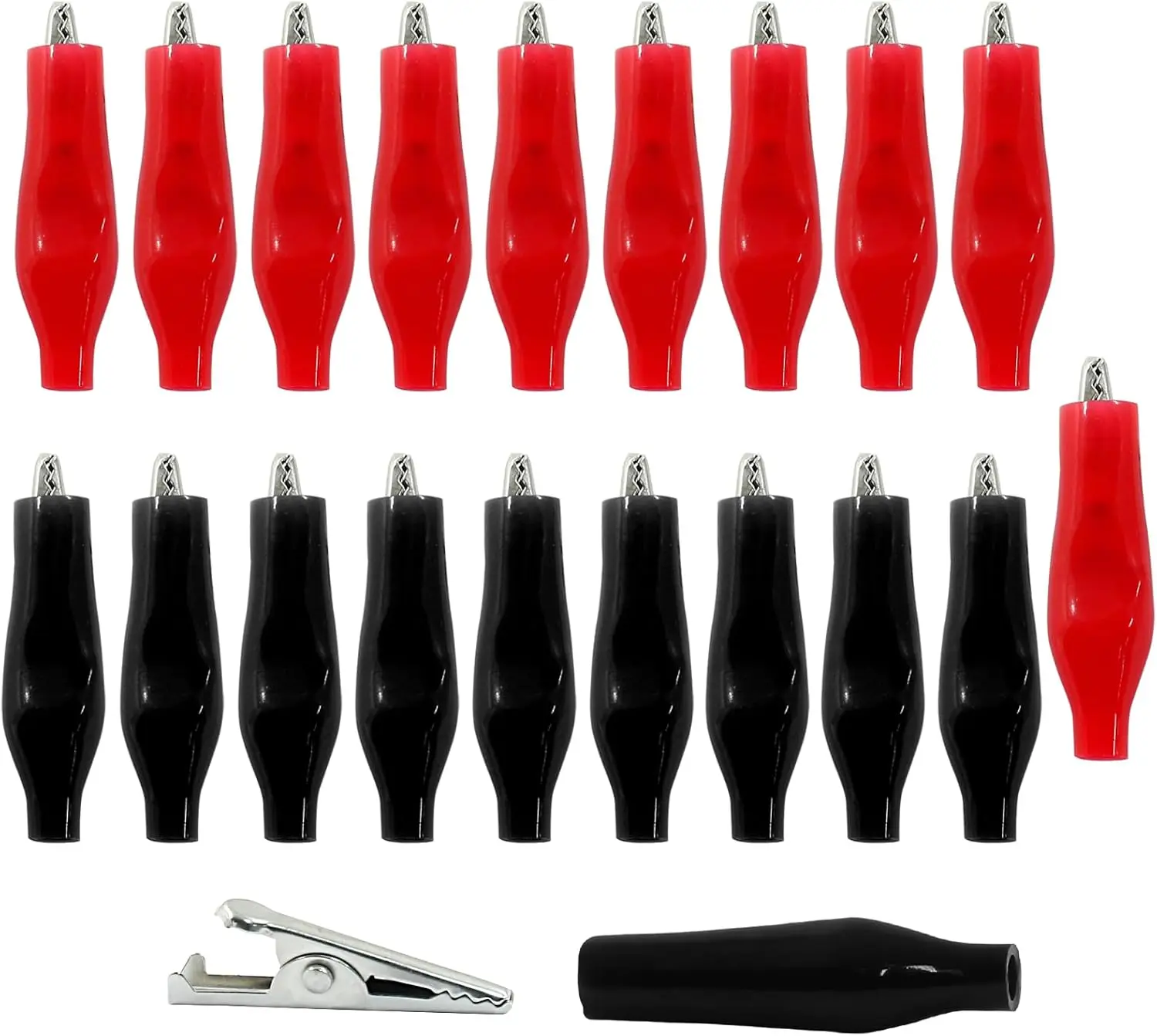 Metal Alligator Clip 28/35/45mm Crocodile Electrical Clamp Testing Probe Meter 28MM 35MM 45MM Black Red Plastic Boot 20pcs