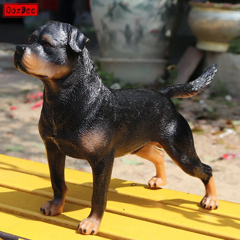 ミニチュアロットワイラー犬の置物ケーキの装飾、頑丈な
