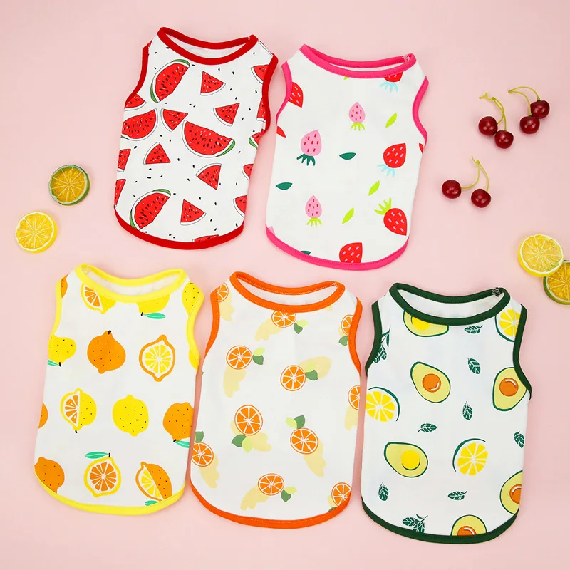 

Summer Colorful Fruit Pet Clothes Cool and Breathable Dog Vest Fashion Puppy Two Legged Clothing Teddy T-shirt XS-XXL