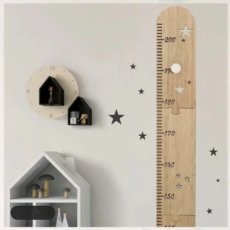 Description Picture 2 of itemWooden Kids Height Growth Chart Ruler Baby Children Height Gauge Room Decoration Wall Meter Measurement Stickers Nordic