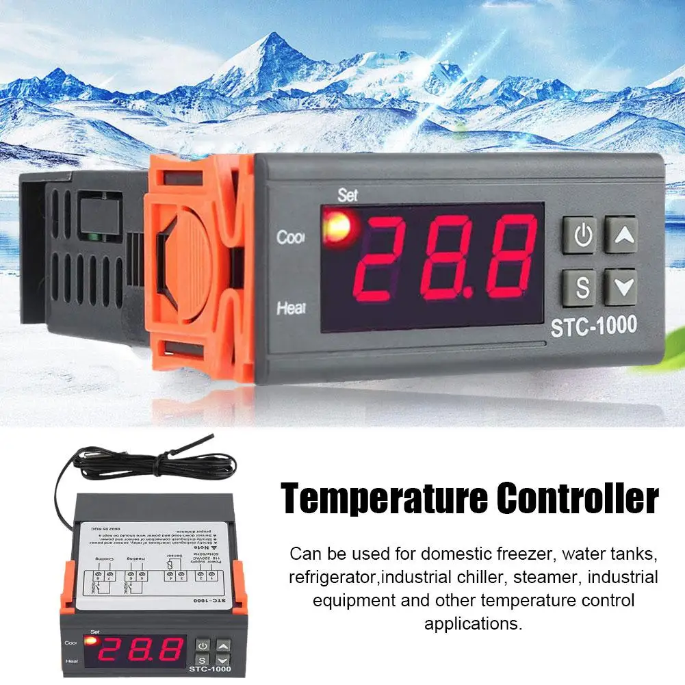 DC12V 24V AC110-220V STC-1000 LED Digital Thermostat for Incubator Temperature Controller Thermoregulator Relay Heating Coo F9Q3