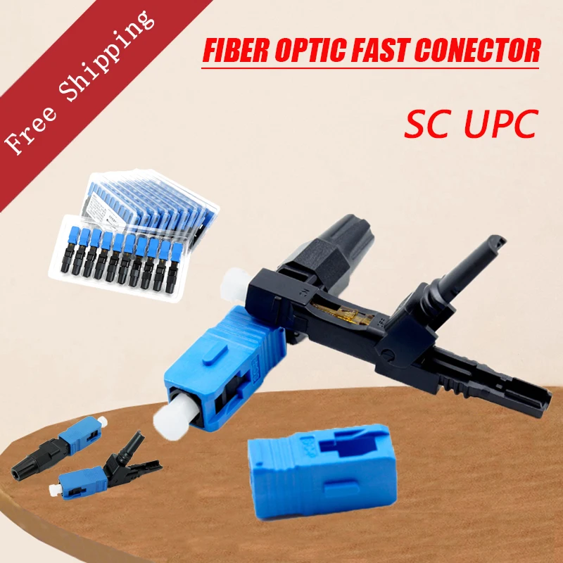 Free Shipping Ftth Sc Upc Single-Mode Fiber Optic Sc Quick Connector Ftth Fiber Optic Fast Connector Sc Connector