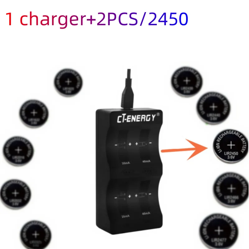 Carregador Universal da Relação do Usb Peças Mais Peças Bateria Recarregável do Botão da Pilha Lir2450 da Moeda de Alta Qualidade