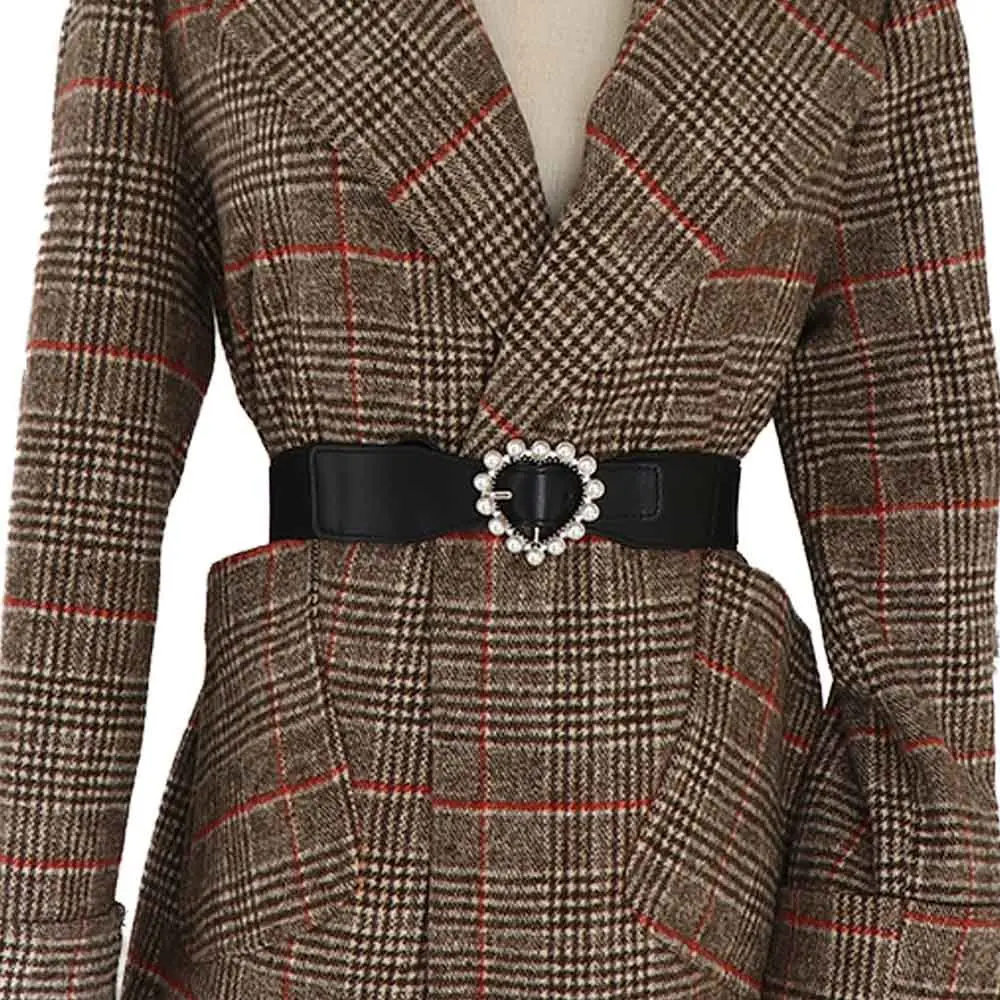 

Pu Leather Metal Buckle Dress Decoration Love Heart Buckle Cummerbunds Heart Buckle Belt Elastic Waist Belt Women Waistband