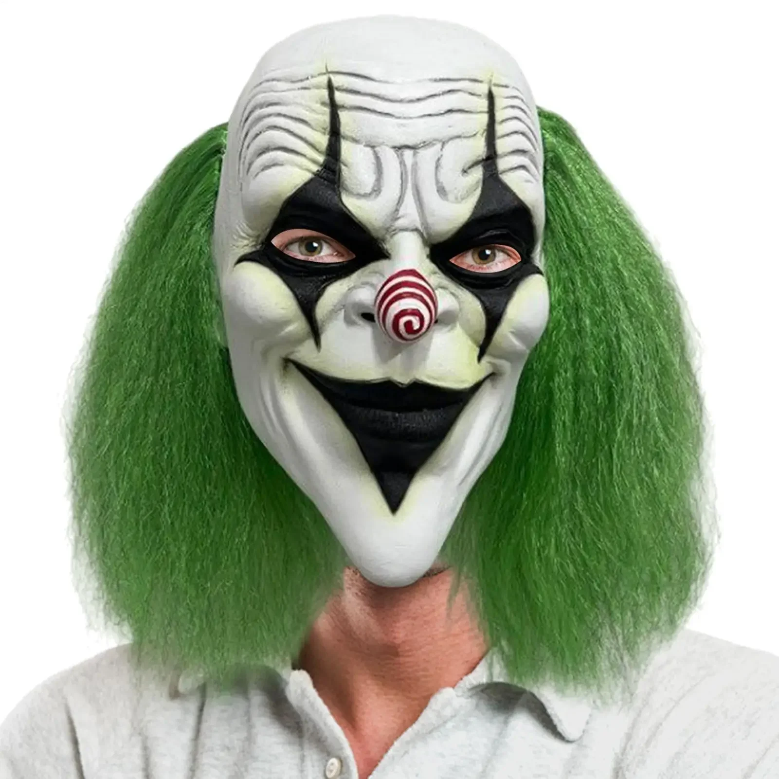Green hair skeleton joker mask glow effect