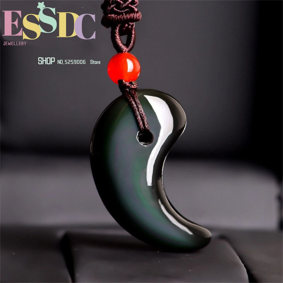 

Natural Rainbow Eyes Obsidian Pendant Tai Chi Buckle Men and Women's Lifetime Couples Gouyu Necklace Five Element Jewellery