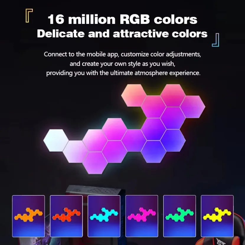 Tuya Quantum Lamp WIFI Smart App RGB Remote Control Led Esports Atmosphere Light Background Wall Bedroom DIY Decor Wall Lamp