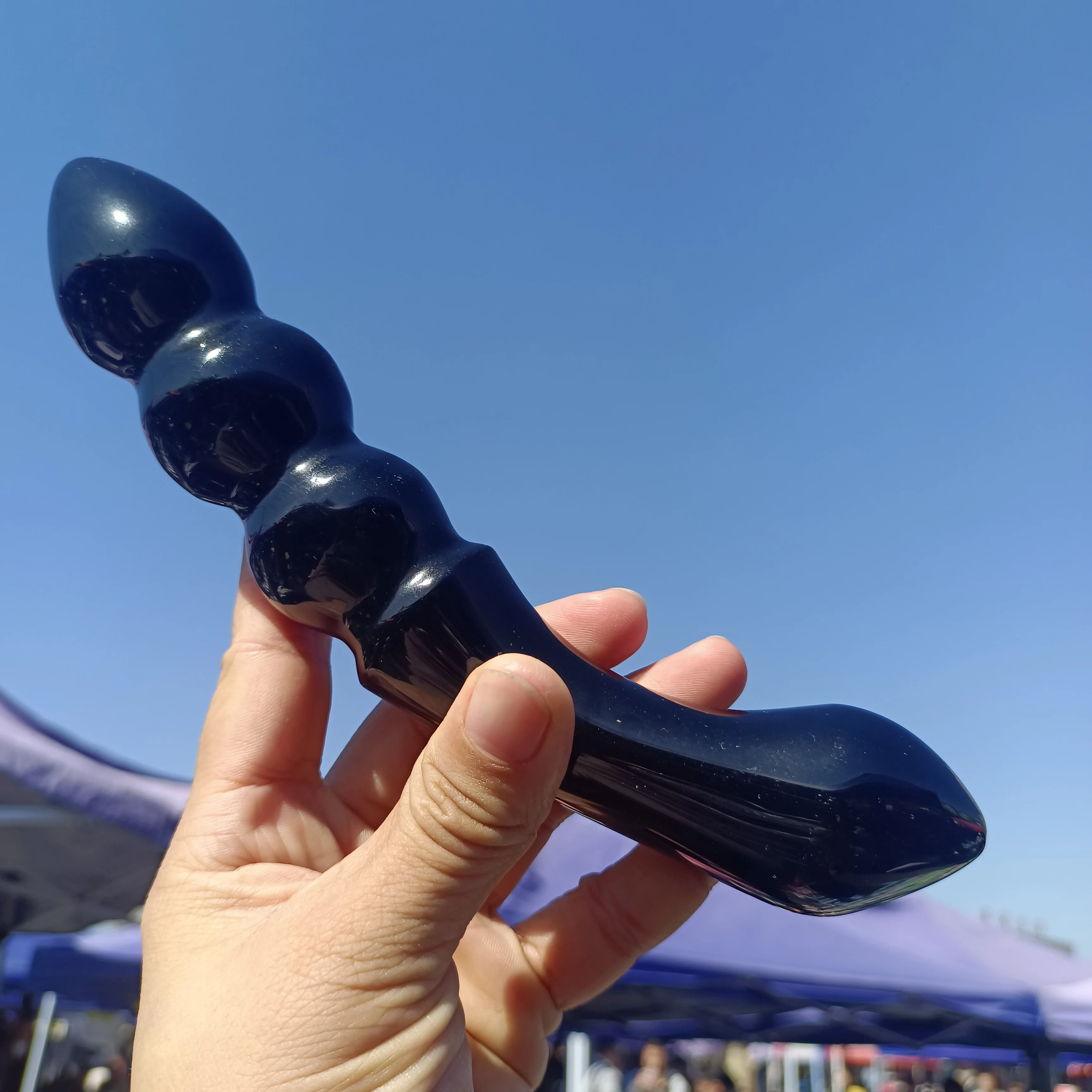 

15-18cm Natural Obsidian Massage Stick Quartz Crystal Carved With Massage Gemstone, Healing Women's Health, Beauty Degaussing