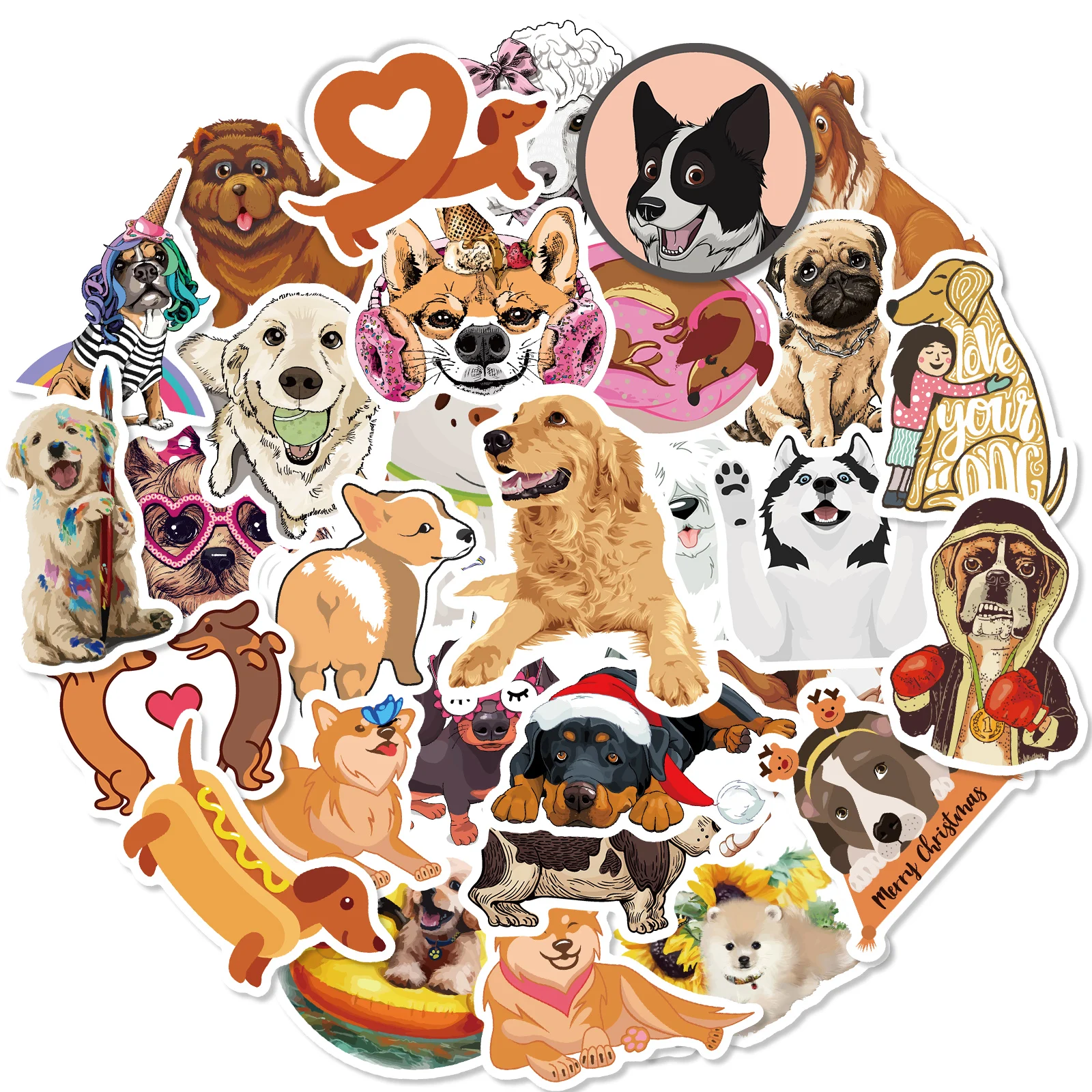 80/50 Cute Animal Pet Dogs Stickers Cartoon Poodle Golden Retriever Dog Kid Toy on Laptop Car Water Bottle Bicycle Sticker Decal