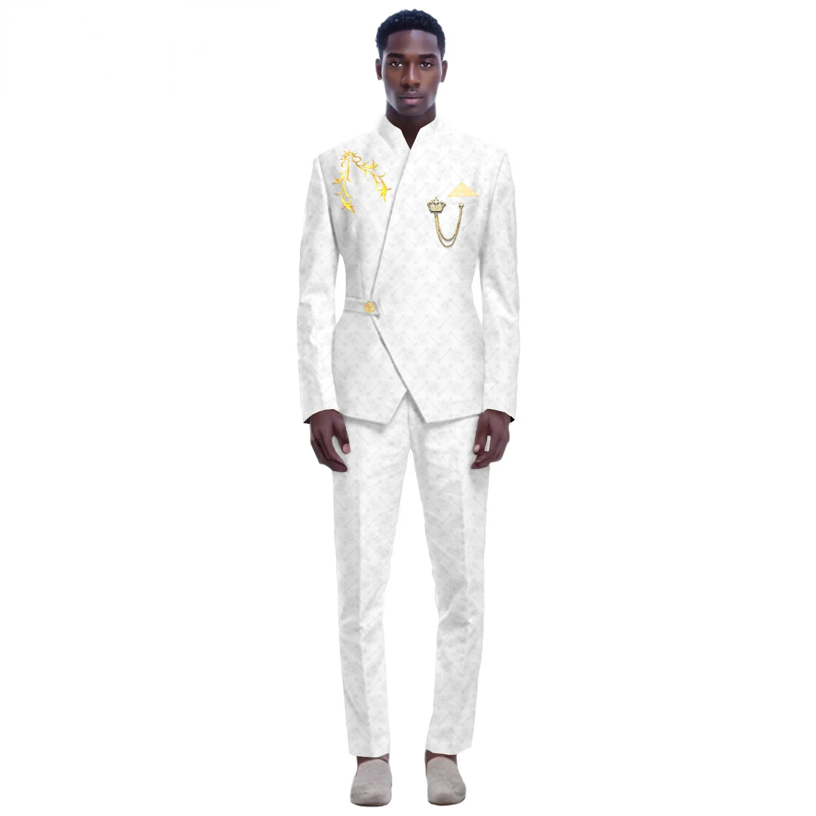 thumbnail image 1 of Nuevos trajes amarillos para hombre, último diseño, solapa, un botón, informal, ajustado, traje para hombre, negocios, boda, novio, elegante, 2 piezas, chaqueta, pantalones, 1 of 5