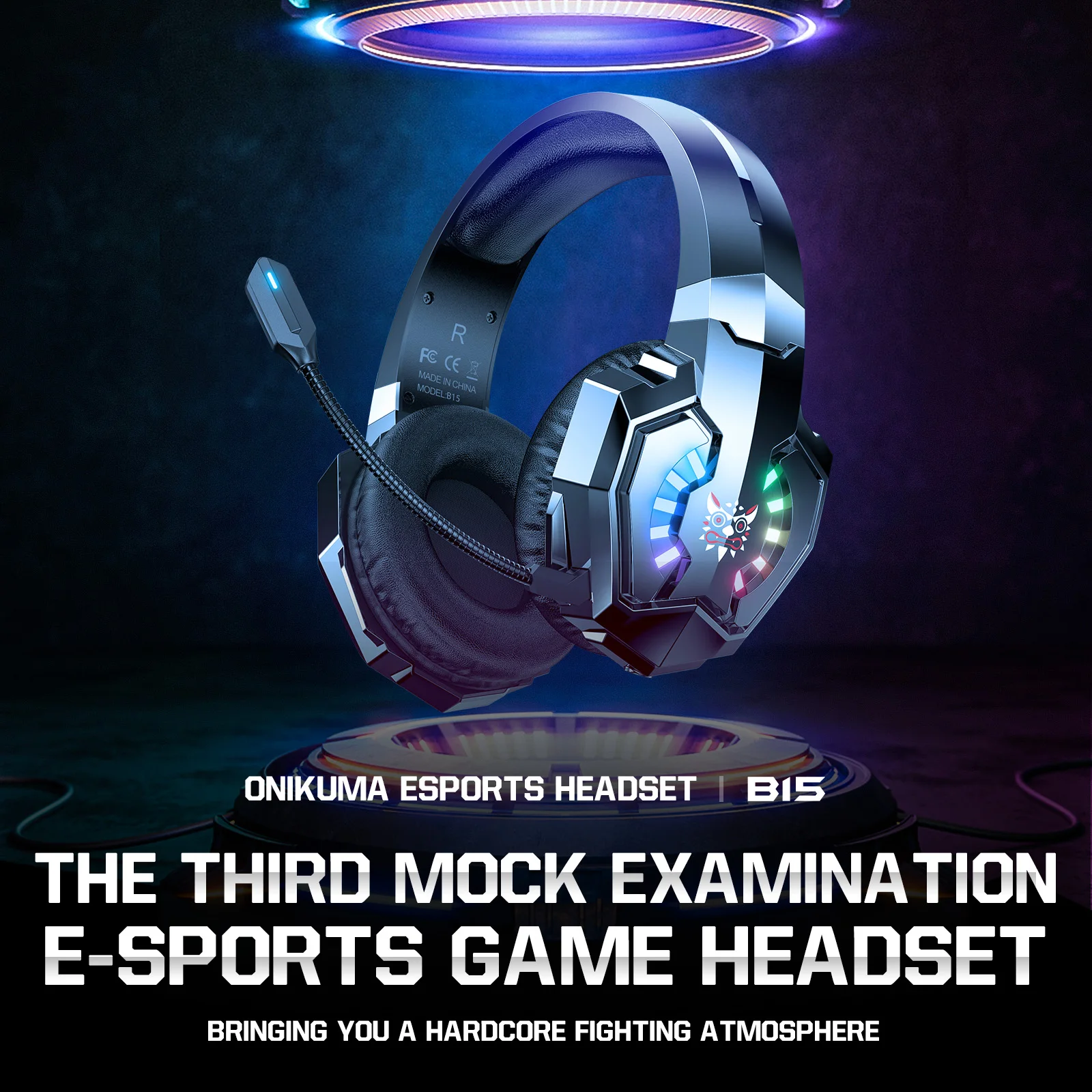 ONIKUMA B15 Headphone RGB Wireless Gaming Headset HD Microphones HiFi Sound Quality PC Laptop Gaming Earphone for PC