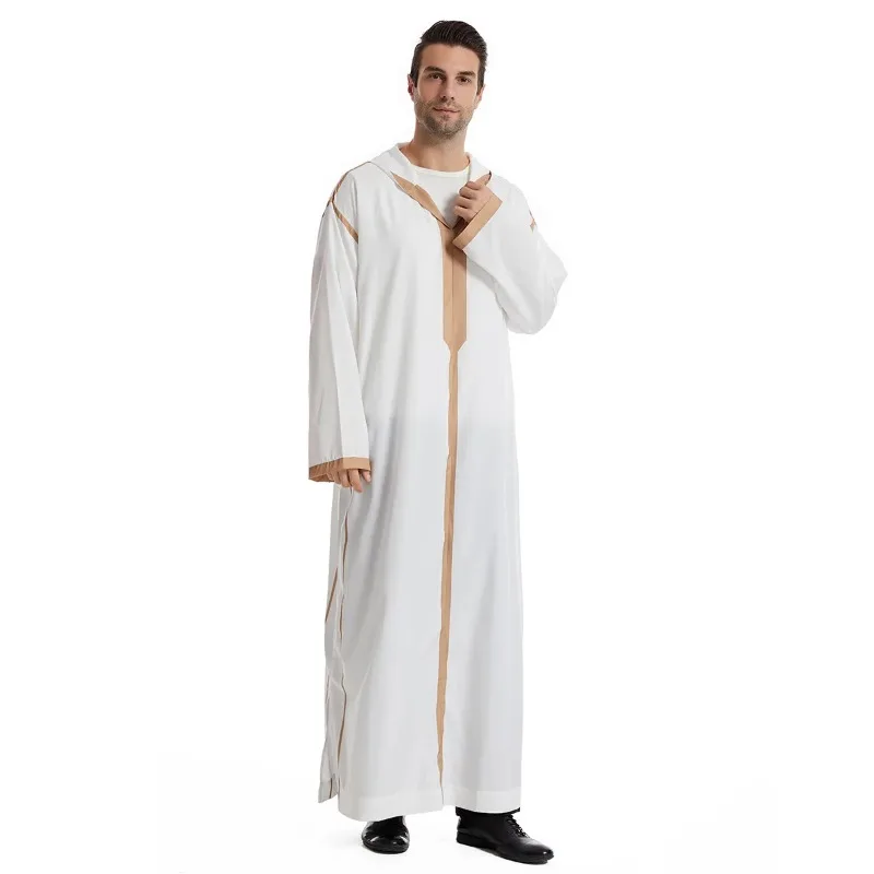 Eid Muslim Men Jubba Thobe Mens Hooded Long Dress Islamic Ramadan Long Robe Saudi Musulman Wear Abaya Caftan Dubai Arab Dress