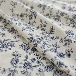 140x50/100cm Vintage French Linen Printed Fabric For Background Decoration, Curtains Tablecloths Handmade DIY Clothing Fabric