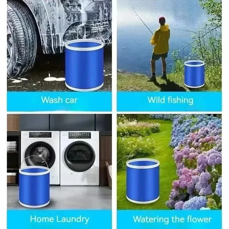 Thickening Portable Folding Bucket Outdoor Camping Car Storage Container Wash Car Mop Fishing Bucket Cleaning Tools