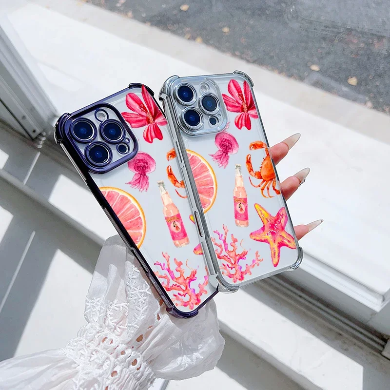 Ocean Jellyfish Shark Scenery Clear Soft Phone Case Cover