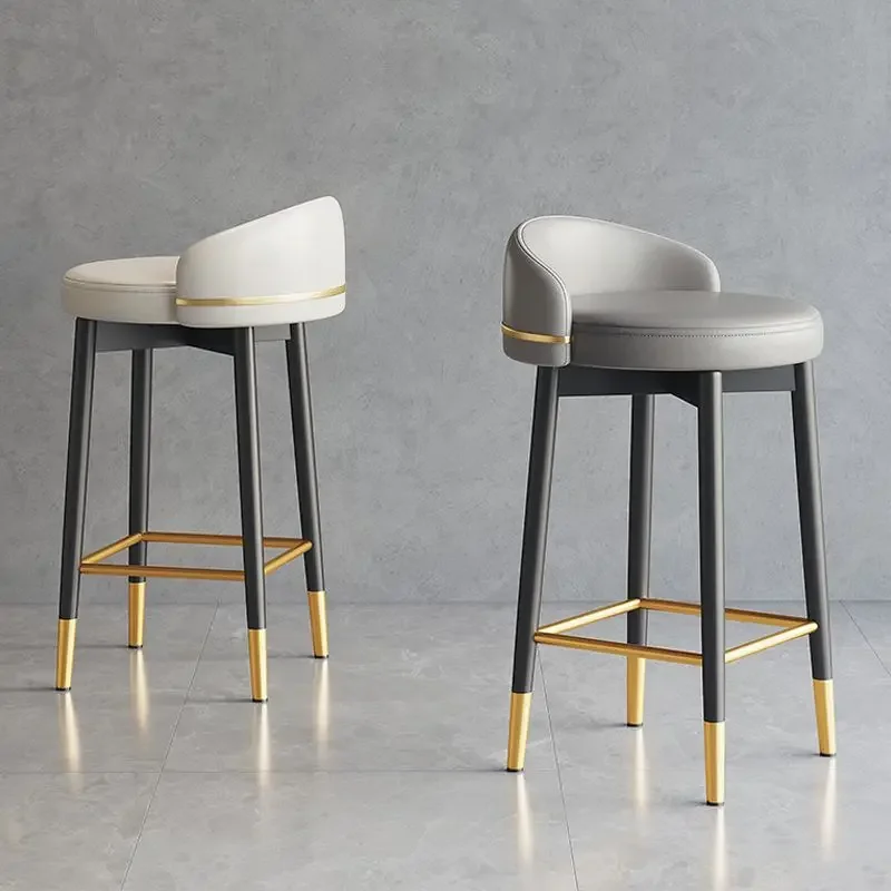 

Bar Stool Modern Minimalist High Stool Wrought Iron a High Stool Home Backrest High Leg Chair