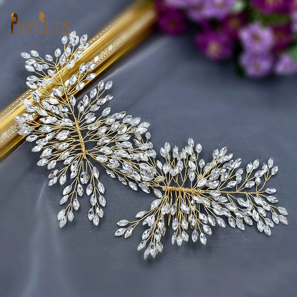 A246 Rhinestone Headpiece Wedding Hair Comb Luxury Diamond Tiara Flexible Bridal Headband Crystal Women Hair Clip Hair Jewelry