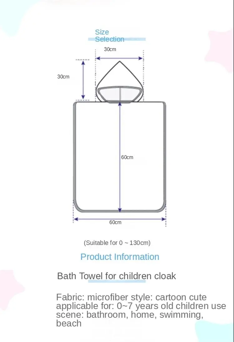 Description Picture 6 of itemNewborn Wrap Blanket Cartoon Child Kid Hooded Cloak Infant Bathrob Baby Bath Towel Robe Cotton Boy Girl Beach Robe Astronaut Cap