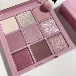 9-Color Smokey Eyeshadow Palette with Glitter, Pearl & Matte Finishes - Waterproof & Highly Pigmented (Smoke Pink Rose)