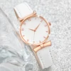 5PCS/Set Women's Watch Fashion Arabic Dial Quartz Watches Leather Band Wristwatches Beads Bracelets Set（Without Box） 4