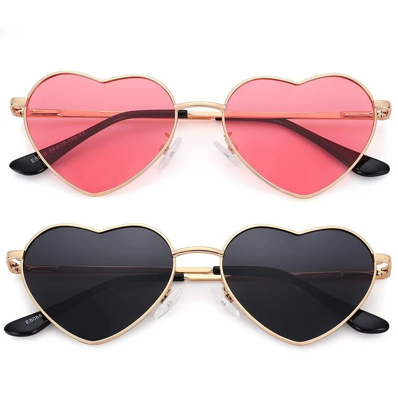 Fashion Women's Metal Heart Shaped Sun Gradient Outdoor Goggles Female Eyewear UV400 Shades Metal Women Girls_voghion.com